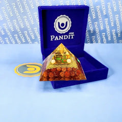 Shri Lakshmi Ganesh Pyramid Tantra with 5 Mukhi Rudraksha Beads