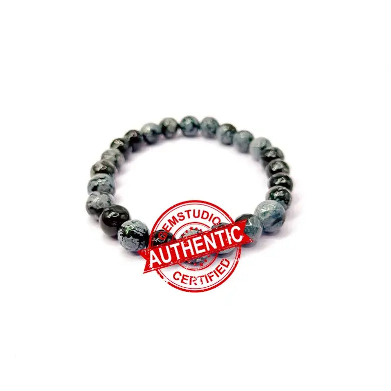 Snowflake Obsidian Diamond Cut Bracelet