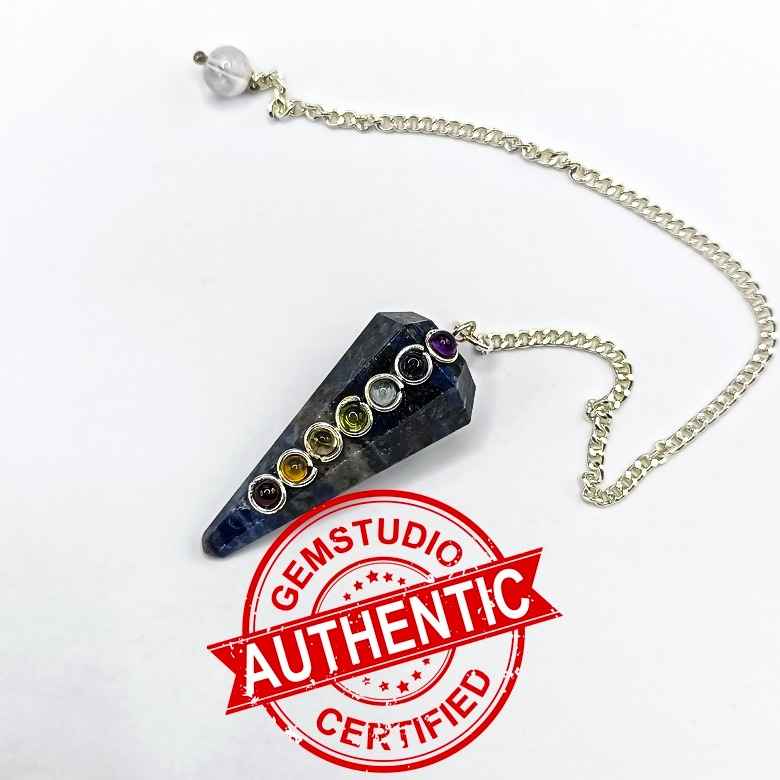 Sodalite 7 Chakra Dowsing Pendulum