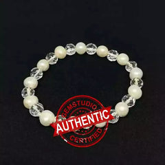 White Pearl & Crystal Bracelet